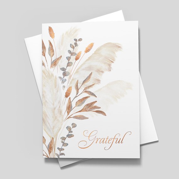 botanical greeting card with floral design and text